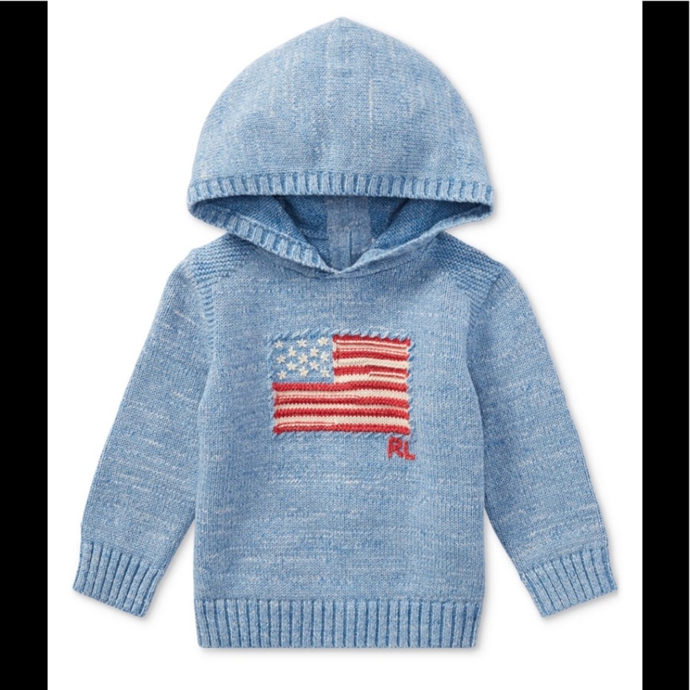 New Polo Ralph Lauren American flag cotton hoodie